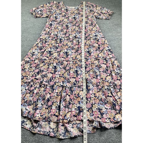 Natural Life Maxi Dress Women's Large Cottagecore Floral Short Sleeve Round Neck - Picture 7 of 7